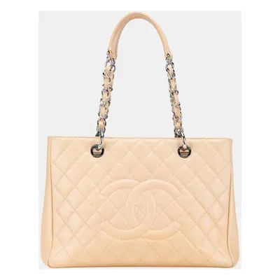 Chanel Beige Caviar Grand Shopping Tote