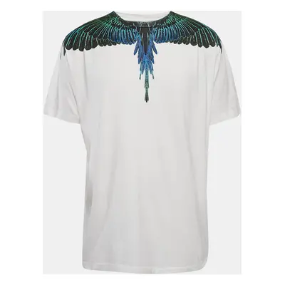 Marcelo Burlon White Feather Print Crew Neck T-Shirt