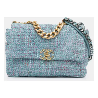 Chanel Blue Large Tweed Flap