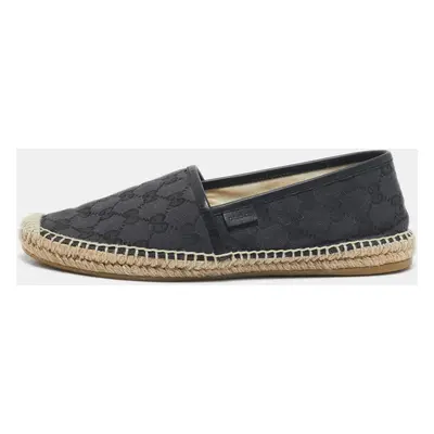 Gucci Black GG Canvas and Leather Espadrille Flats Size 38.5