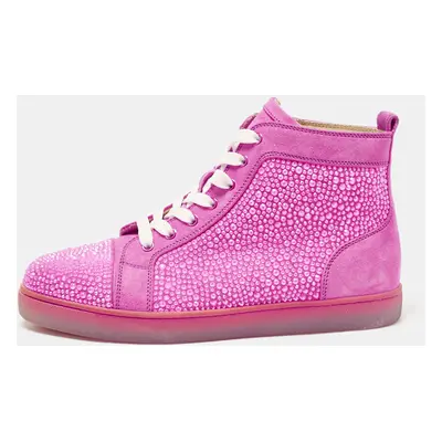 Christian Louboutin Pink Suede Louis Spikes High Top Sneakers Size