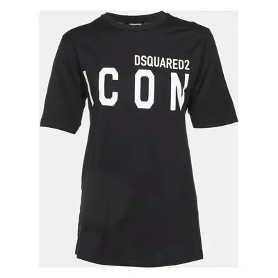 Dsquared2 Black Logo Printed ICON Cotton Regular Fit T-Shirt