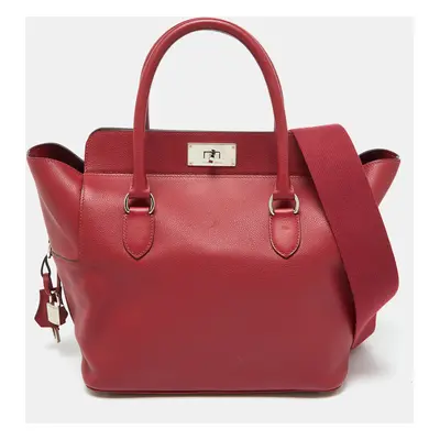 Hermès Ruby Ever Color Leather Palladium Toolbox Bag