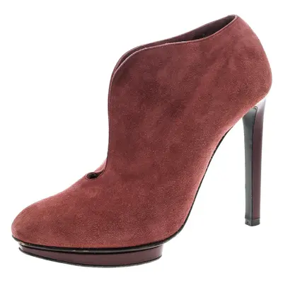 Alexander McQueen Red Suede Ankle Boots Size 37.5