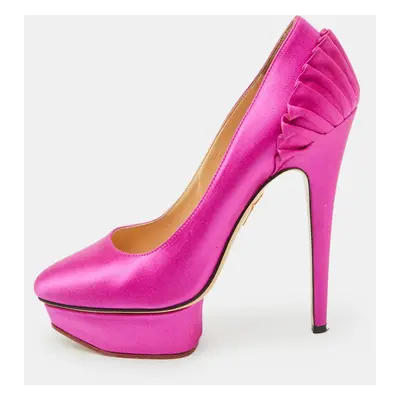 Charlotte Olympia Pink Satin Paloma Platform Pumps Size