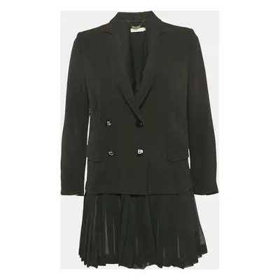 See by Chloe Black Crepe Detachable Pleated Ruffle Blazer