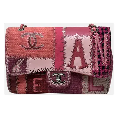 Chanel Pink Tweed patchwork Jumbo Single Flap bag