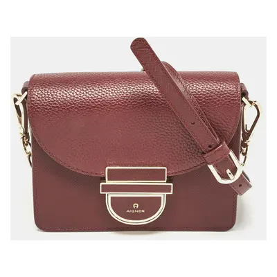 Aigner Burgundy Leather Flap Crossbody Bag