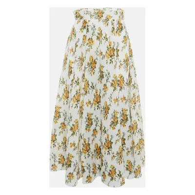 Zimmermann White Floral Plissé Midi Skirt