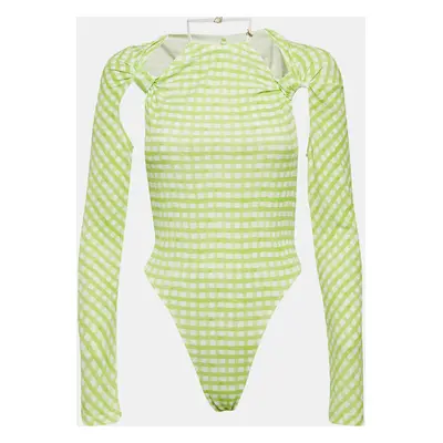 Jacquemus Green Checks Jersey Le Body Nodi Bodysuit