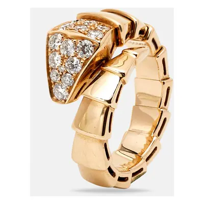 Bvlgari Serpenti Viper Diamond 18k Rose Gold Ring SIze