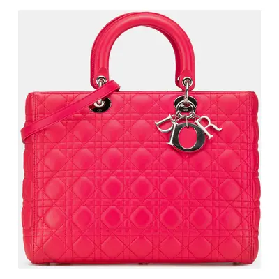 Dior Pink Large Lambskin Cannage Lady Dior