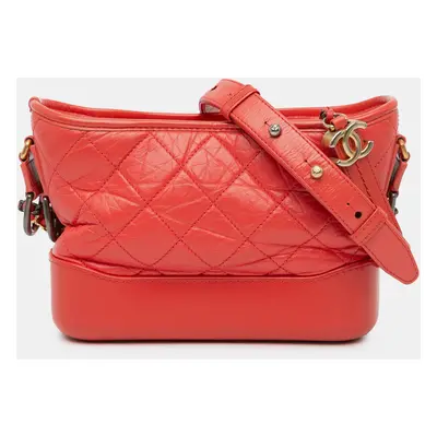 Chanel Red Aged Calfskin Gabrielle Small Crossbody Bag