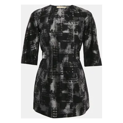 MICHAEL Michael Kors Black and Grey Abstract Jacquard Shift Dress