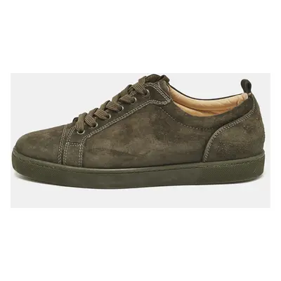 Christian Louboutin Dark Green Suede Louis Junior Sneakers Size