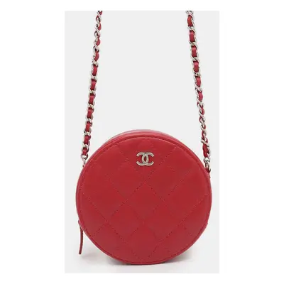 Chanel Matelasse Round Chain Red Lambskin Shoulder Bag