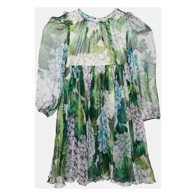 Dolce & Gabbana Kids Multicolor Hydrangea Print Silk Dress M