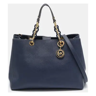 MICHAEL Michael Kors Navy Blue Leather Cynthia Tote