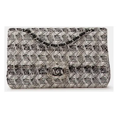 Chanel White Tweed Medium Classic Double Flap Bag