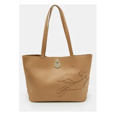 Longchamp Beige Leather Shop It Tote