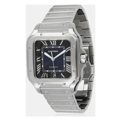 Cartier Blue Stainless Steel Santos Automatic Men's Wristwatch mm