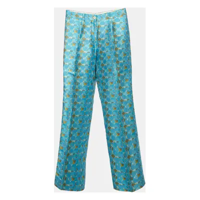 Celine Blue Jacquard Straight Fit Trousers