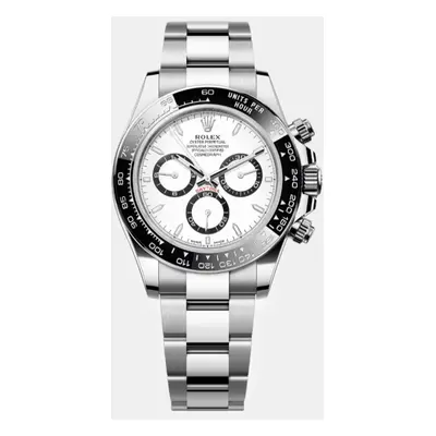 Rolex White Stainless Steel Daytona Automatic Men's Wristwatch mm