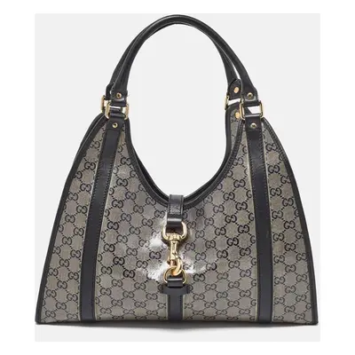 Gucci Grey/Black GG Crystal Canvas and Leather Bardot Joy Hobo