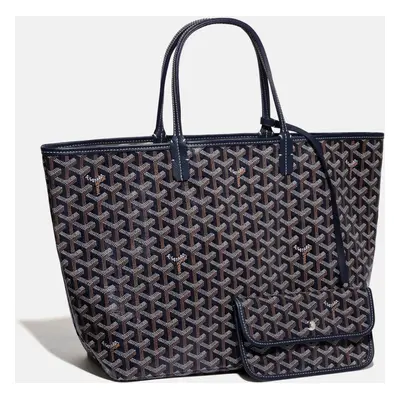 Goyard Navy Blue Goyardine Coated Canvas and Leather Saint Louis PM Tote Bag