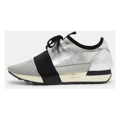 Balenciaga Tricolor Leather and Neoprene Race Runner Sneakers Size