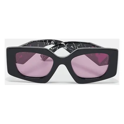 Prada Black/Purple SPR15Y Symbole Rectangle Sunglasses