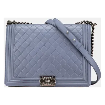 Chanel Grey Large Lambskin Boy Flap