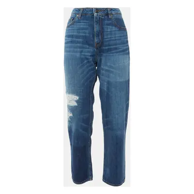 Love Moschino Blue Distressed Denim Regular Fit Jeans M/Waist 32"