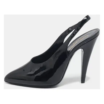 Saint Laurent Black Patent Leather George Slingback Pumps Size 38.5