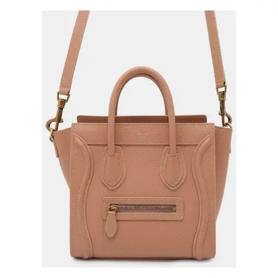 Celine Desert Rose Leather Luggage Nano Tote Bag