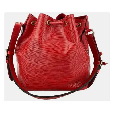 Louis Vuitton Castillian Red Epi Noe Drawstring Bucket Bag