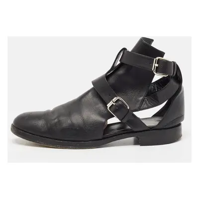 PIERRE HARDY Black Leather Double Strap Cutout Ankle Boots Size