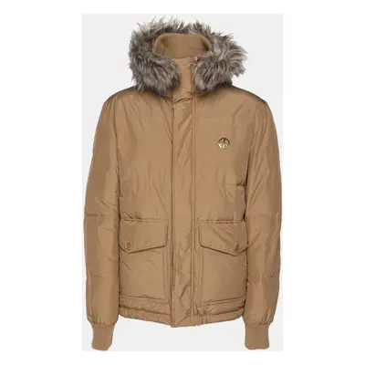 Love Moschino Beige Nylon Wool Puffer Hooded Jacket