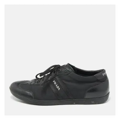 Prada Sport Black Leather and Leather Low Top Sneakers Size