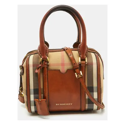 Burberry Beige/Brown House Check Canvas and Leather Alchester Satchel