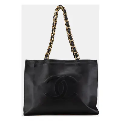 Chanel Black Lambskin Leather Tote Bag