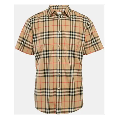 Burberry Beige Tartan Check Cotton Half Sleeve Shirt