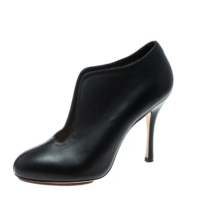 Charlotte Olympia Black Leather Ankle Booties Size