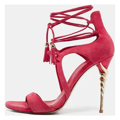 Le Silla Pink Suede Ankle Strap Sandals Size