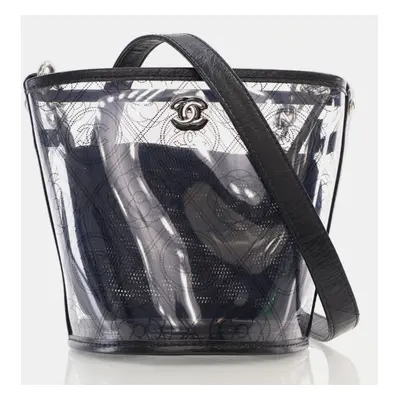 Chanel Black Crumpled Calfskin PVC Bucket Bag