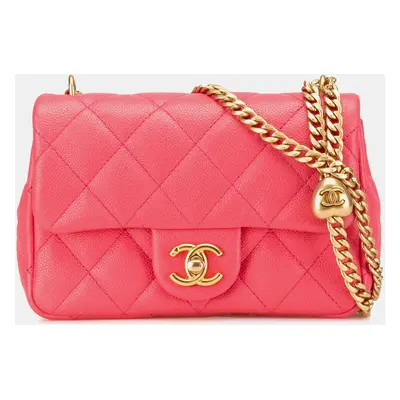 Chanel Pink Mini Quilted Caviar Sweetheart Flap