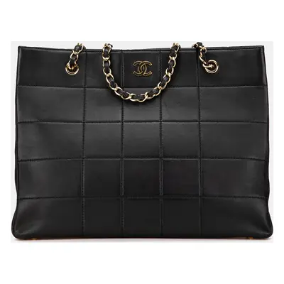 Chanel Black Calfskin Choco Bar Chain Shopping Tote