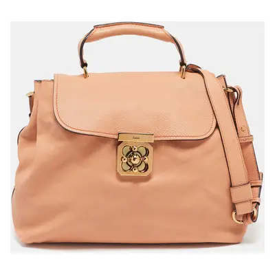 Chloe Peach Leather Medium Elsie Top Handle Bag