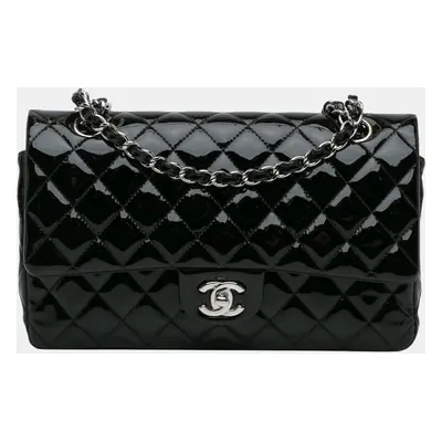 Chanel Black Patent Leather Medium Classic Double Flap Shoulder Bag