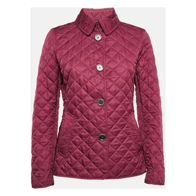 Burberry Brit Burgundy Gabardine Quilted Jacket